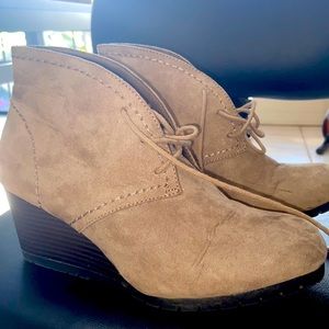 Time and True wedge tan boots